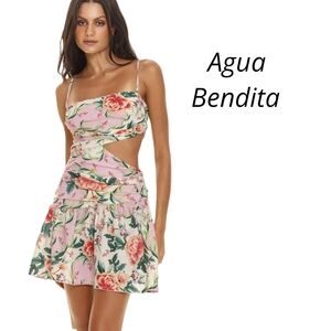 Agua Bendita Pink Floral Mini Dress